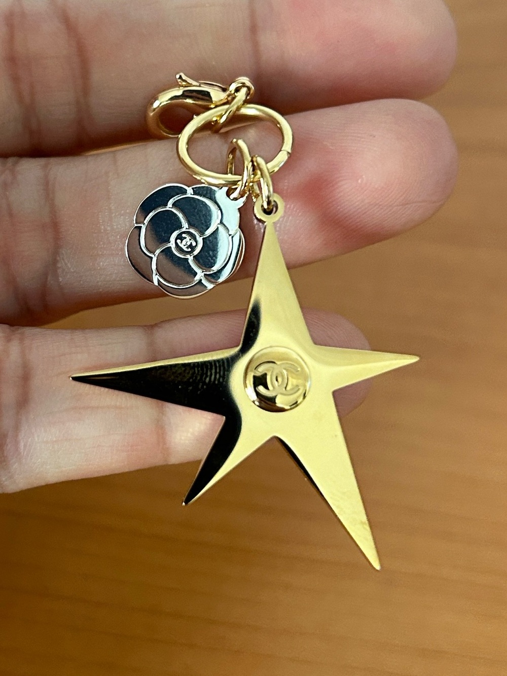 Gold and Black Star & Camellia Pendant Necklace Charm